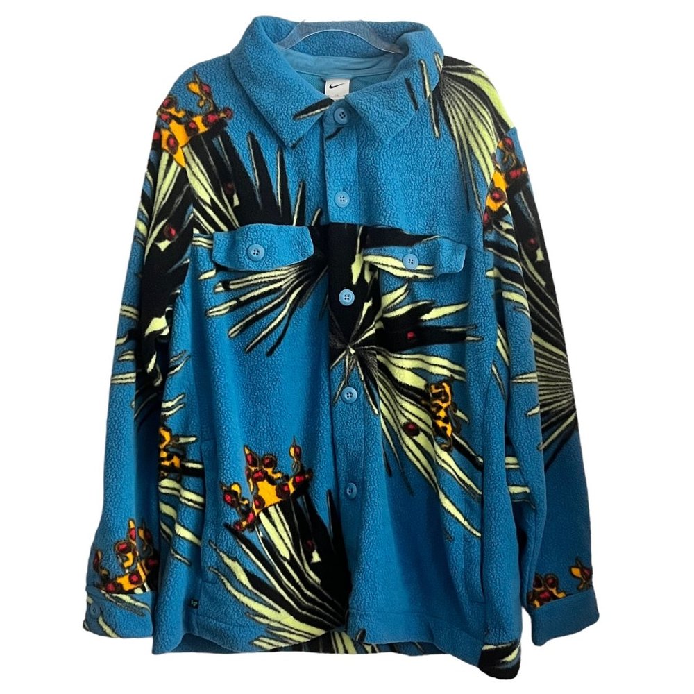 NEW Nike Lebron Sherpa Jacket Button-up Shirt Dutch Blue Loose Fit DA6707-469 XX